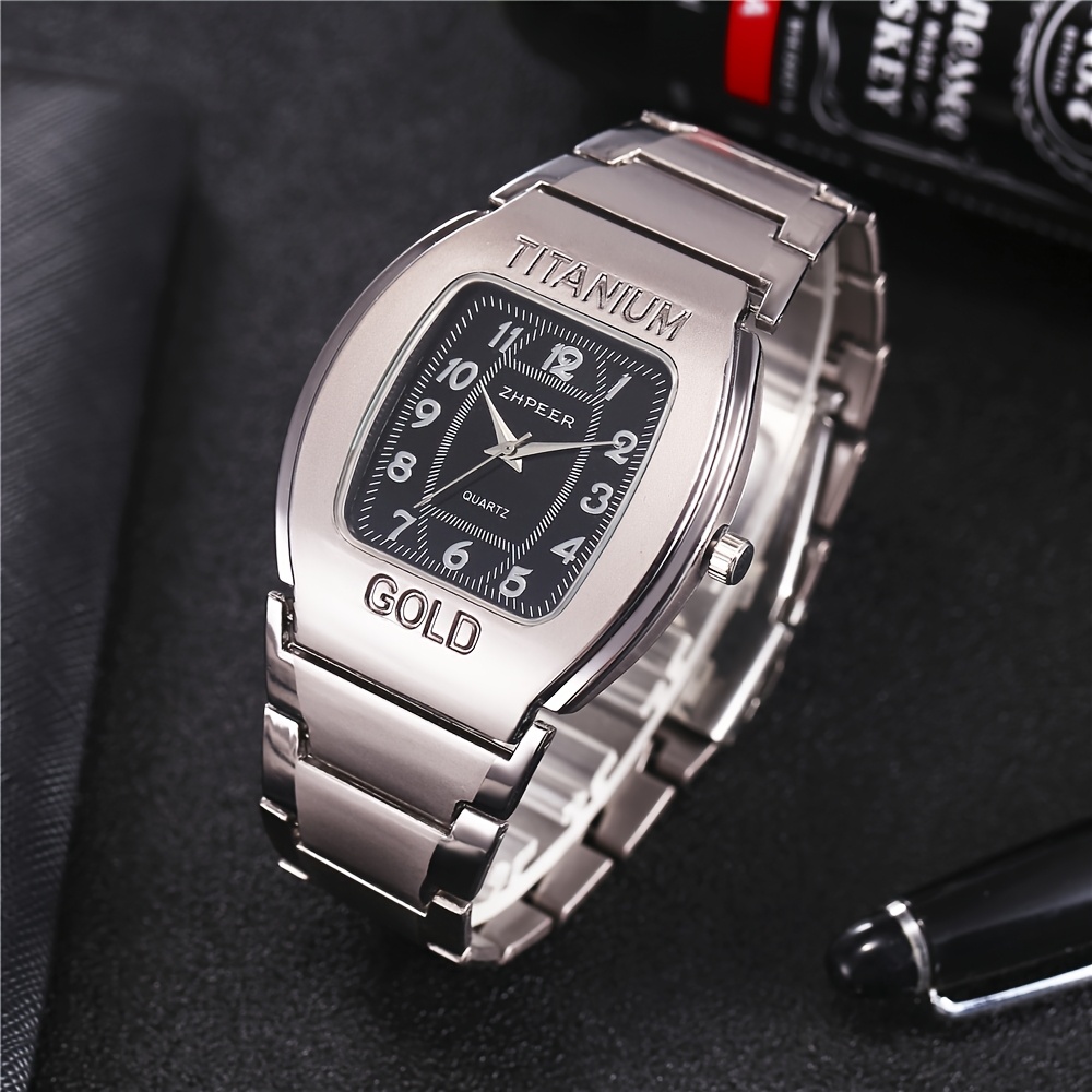 Men's 2pcs Luxury Watch & Necklace Set, Casual Style